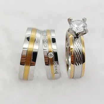 Zásnubný Prsteň Sľub Manželstva Výročie 14k Pozlátené šperky Cubic Zirconia Diamond Milovníkov Svadobné Páry snubný Prsteň